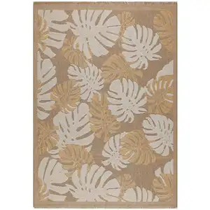 Tapis intérieur extérieur aspect jute aux motifs feuilles - NAZAR RUGS - 160x230 cm - Nature - Jaune