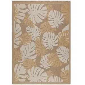 Tapis intérieur extérieur aspect jute aux motifs feuilles - NAZAR RUGS... pas cher
