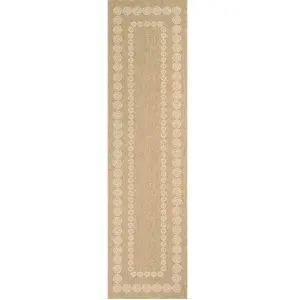 Tapis intérieur extérieur effet jute naturel à motif géométrique - NAZ... pas cher