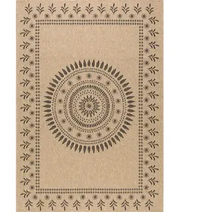 Tapis intérieur extérieur effet jute naturel à motif oriental - NAZAR RUGS - 200x290 cm - NATURE - Noir pas cher