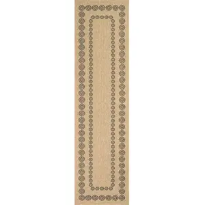 Tapis intérieur extérieur effet jute naturel à motif géométrique - NAZAR RUGS - 80x150 cm - NATURE - Noir pas cher