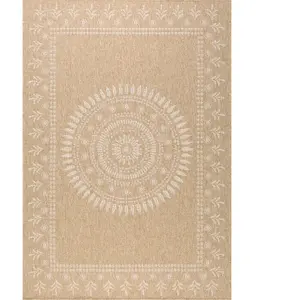 Tapis intérieur extérieur effet jute naturel à motif oriental - NAZAR ... pas cher