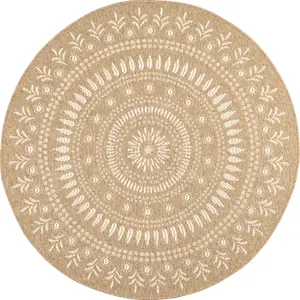 Tapis intérieur extérieur effet jute naturel à motif oriental - NAZAR ... pas cher