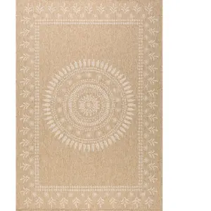 Tapis intérieur extérieur effet jute naturel à motif oriental - NAZAR ... pas cher