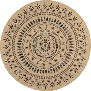 Tapis intérieur extérieur effet jute naturel à motif oriental - NAZAR ... pas cher