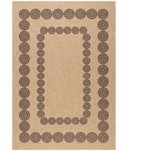 Tapis intérieur extérieur effet jute naturel à motif géométrique - NAZAR RUGS - 200x290 cm - NATURE - Noir
