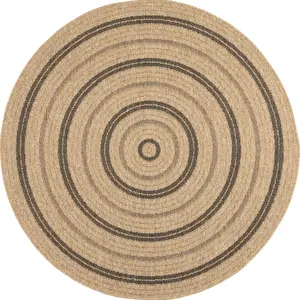 Tapis - NAZAR RUGS - NATURE - 120x120 cm - Effet jute naturel - Noir pas cher