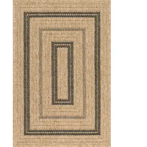 Tapis - NAZAR RUGS - NATURE - 60x90 cm - Noir - Effet jute naturel pas cher