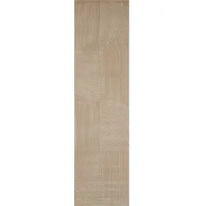 Tapis - NAZAR RUGS - Bianca - 80x300 cm - Motif géométrique - Beige pas cher