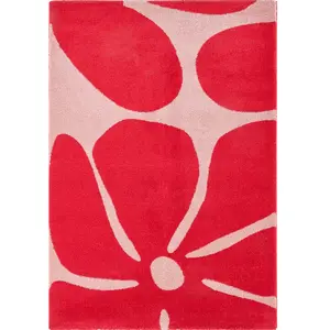 Tapis intérieur à poils longs Groovy 385 rouge 80 x 140 cm pas cher