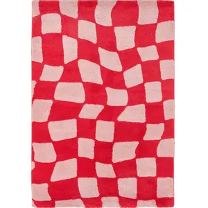Tapis - NAZAR RUGS - GROOVY - Vintage - Rouge - 120x160 cm pas cher