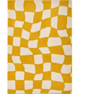 Tapis vintage Groovy Jaune 120 X 160 cm - Jaune pas cher