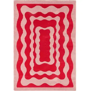 Tapis intérieur à poils longs Groovy 382 rouge 200 x 280 cm pas cher