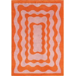 Tapis vintage Groovy Orange 200 X 280 cm - Orange pas cher