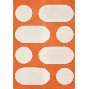 Tapis salon retro Groovy orange 200 X 280 cm - Orange