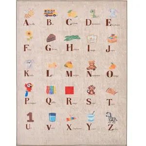 Tapis enfant Happy - Motif alphabet 80 X 150 cm - BEIGE pas cher