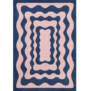 Tapis vintage - NAZAR RUGS - GROOVY - Bleu - 160x230 cm - Poils longs pas cher