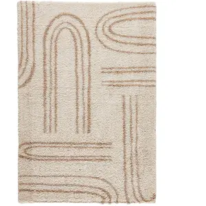 Tapis - NAZAR RUGS - OLYMPE - Beige - 120x160 cm - Shaggy - Géométrique