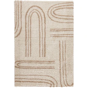 Tapis à poils longs à motif moderne - NAZAR RUGS - OLYMPE - Beige - 200x280 cm