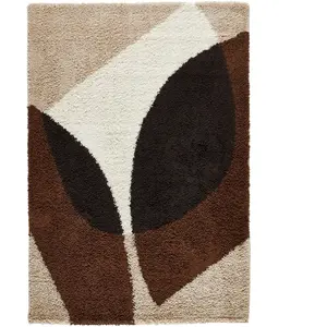 Tapis - NAZAR RUGS - PALERME - Marron - 80x140 cm - Shaggy pas cher
