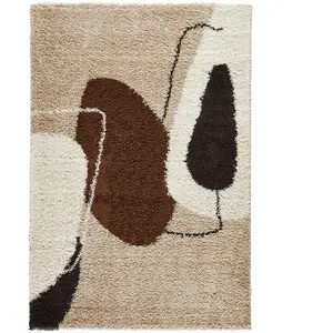 Tapis - NAZAR RUGS - PALERME - Marron - 80x140 cm - Shaggy - Géométriq... pas cher