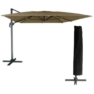 Parasol déporté MOLOKAI rectangulaire 3x4m taupe - HAPPY GARDEN - Métal - Mât excentré - Marron pas cher