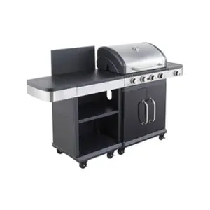 Cook'in Garden - Barbecue au gaz FIDGI 4 avec desserte - Noir