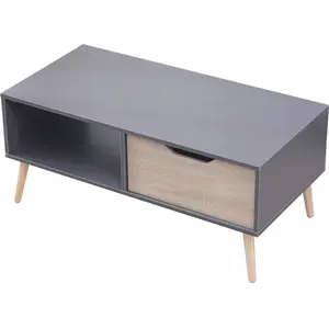 Happy Garden Table Basse Avec Tiroir Style Scandinave Grise Freja pas cher