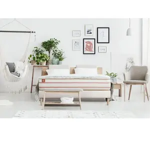 Ensemble LE DOUX 140x190cm Mémoire de forme 3 zones de confort - Ep. 24cm + sommier Blanc pas cher