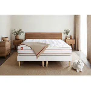 Pack Prêt A Dormir Matelas Le Doux 200x200cm Memoire De Forme - Ep. 24cm + Double Sommiers Blanc + 2 Oreillers +Couette pas cher