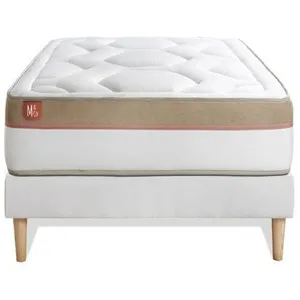 Ensemble LE COSY 90x190cm Mémoire de forme 7 zones de confort - Ep. 30cm + sommier Blanc pas cher
