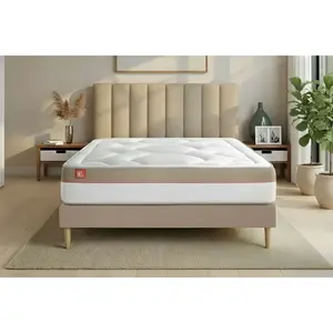 Ensemble LE COSY 90x190cm Mémoire de forme 7 zones de confort - Ep. 30cm + sommier kit Beige pas cher