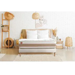 Ensemble LE DÉLICAT 90x190cm Ressorts ensachés + Mémoire de forme 5 zones de confort - Ep. 26cm + sommier kit Blanc pas cher