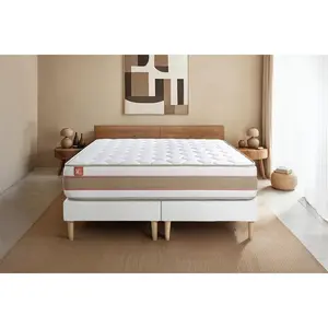 Ensemble LE DÉLICAT 200x200cm Ressorts ensaches + Memoire de forme 5 zones de confort - Ep. 26cm + double sommiers Blanc pas cher