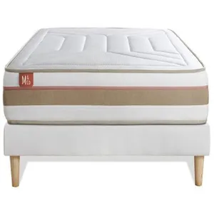 Ensemble LE TENDRE 90x190cm Ressorts ensachés + Mémoire de forme 7 zones de confort - Ep. 28cm + sommier kit Blanc pas cher