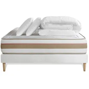Pack Prêt A Dormir Matelas Le Tendre 140x200 Ressorts Ensaches + Memoire De Forme + Sommier Blanc + 2 Oreillers + Couette pas cher