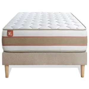 Ensemble LE DÉLICAT 90x190cm Ressorts ensachés + Mémoire de forme 5 zones de confort - Ep. 26cm + sommier kit Beige pas cher