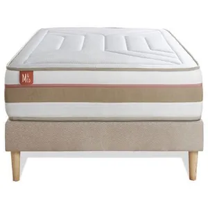 Ensemble LE TENDRE 90x190cm Ressorts ensachés + Mémoire de forme 7 zones de confort - Ep. 28cm + sommier Beige pas cher