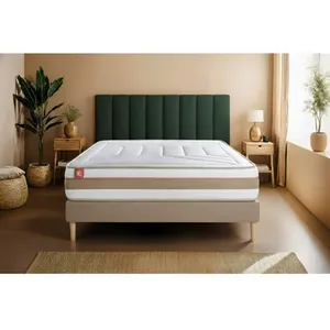Ensemble LE TENDRE 180x200cm Ressorts ensachés + Mémoire de forme 7 zones de confort - Ep. 28cm + sommier kit Beige pas cher