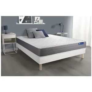 ACTISOM Ensemble sommier matelas 160x200 Actiflex dream Ressorts ensachés et mémoire de forme - 22 cm - Mi-ferme - sommier kit Blanc pas cher