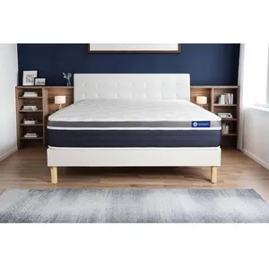 ACTISOM Ensemble sommier matelas 180x200 Actiflex confort Ressorts ensachés et mémoire de forme - 26 cm - Mi-ferme - sommier kit Blanc pas cher