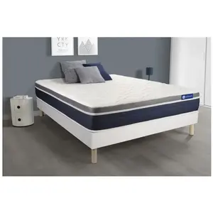 Actisom Ensemble Actiflex Confort Matelas Ressorts Ensaches+Memoire De Forme 140x190cm Maxi Epaisseur + Sommier Kit Blanc pas cher