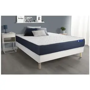 Actisom Ensemble Matelas Ressorts Ensaches Et Memoire De Forme Actiflex Sleep 140x200 5zones De Confort + Sommier Kit Blanc pas cher