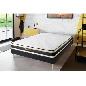 Ensemble 90x200 Matelas Soft + Sommier Kit Noir pas cher