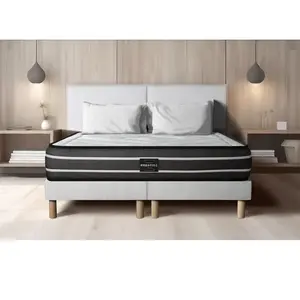 PRESTIGE LITERIE Ensemble sommier matelas 200x200 Exclusive Ressorts ensachés - 22 cm - Ferme - double sommiers blanc pas cher
