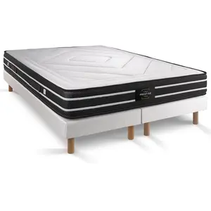 PRESTIGE LITERIE Ensemble sommier matelas 180x200 Exclusive Ressorts ensachés - 22 cm - Ferme - double sommiers blanc pas cher