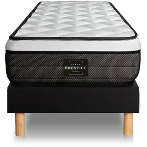 Ensemble matelas et sommier Suite Ressorts ensachés et mémoire de forme - 90x190 cm - 26 cm - Equilibré - Noir pas cher