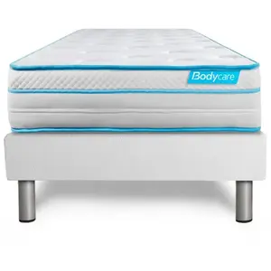 Ensemble sommier matelas 90x190 BodyMax Mémoire de forme et micro ressorts ensachés - 26 cm - Equilibré - sommier kit blanc pas cher