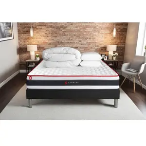 Comparateur de prix : Somness Pack Matelas Energy 140x190 + Sommier Noir + Couette + 2 Oreil...
