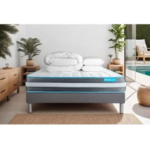 Bodycare Pack 140x200 Matelas Bodyform + Sommier Kit Gris + Couette 240x220cm + 2 Oreillers 60x40cm pas cher